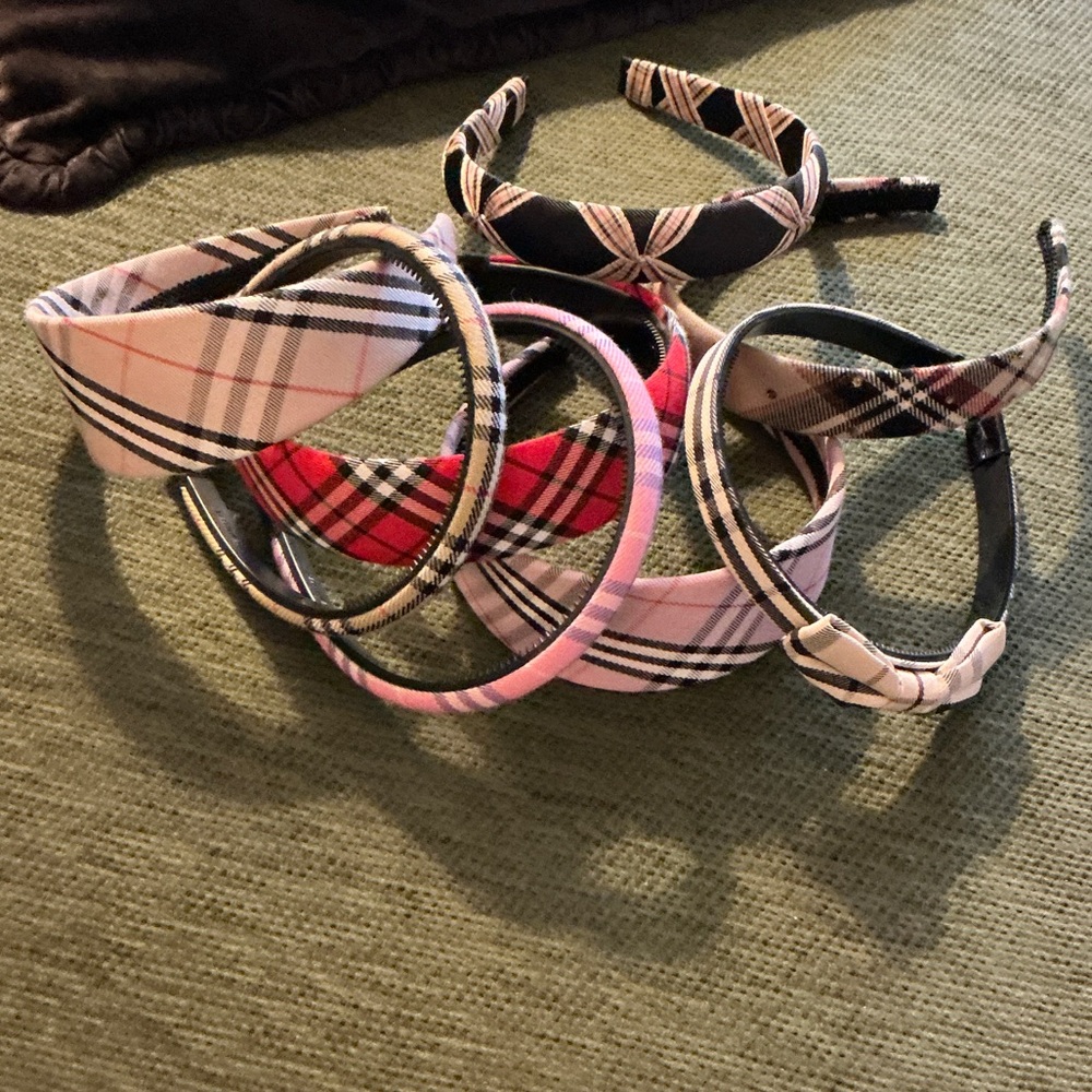 Plaid Headband Set in Pink, Red, and Black British Plaid